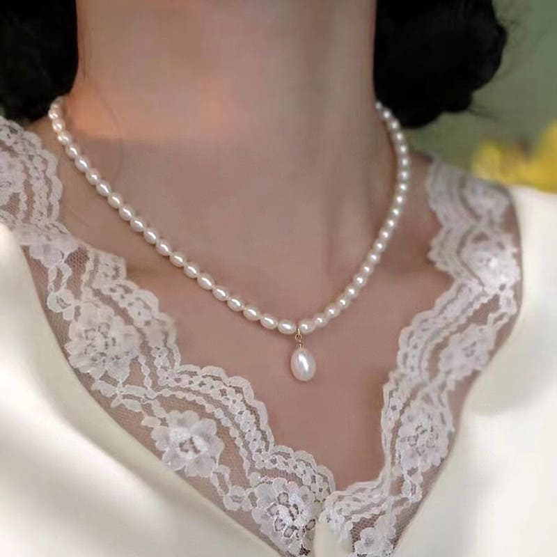 #AB157 Water Drops Pearl Necklace