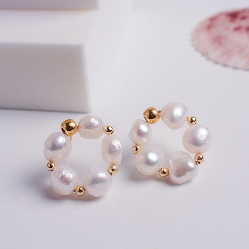 #AB126 Polygon Pearl Earring