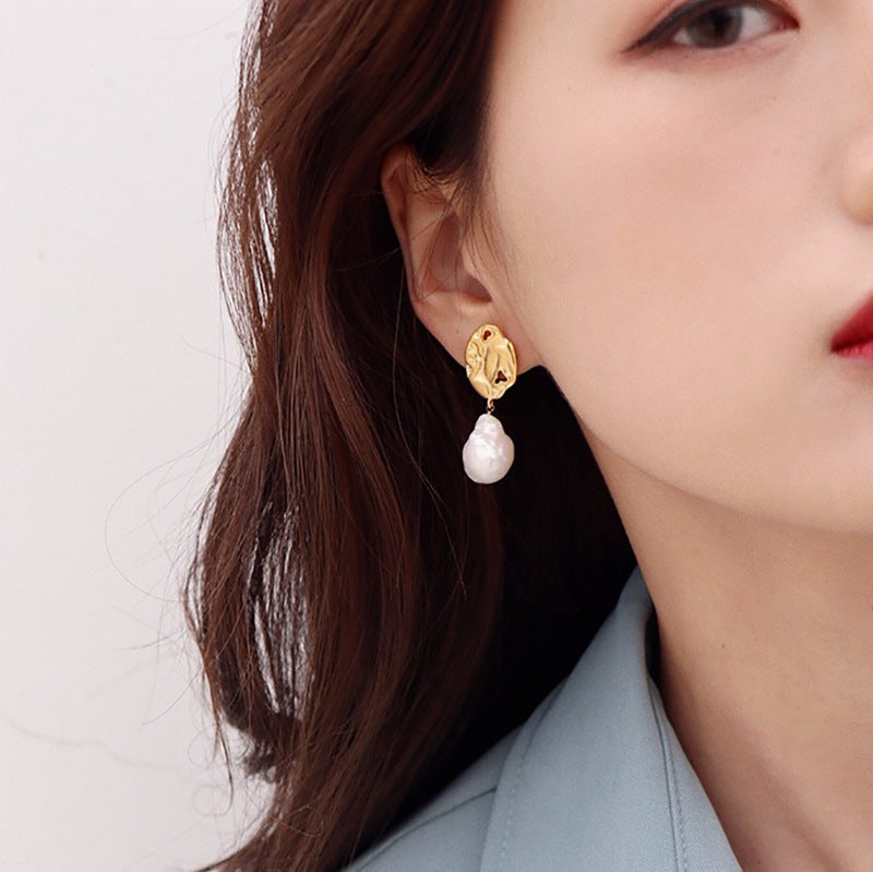 #AB090 Leaves Pearl Earring