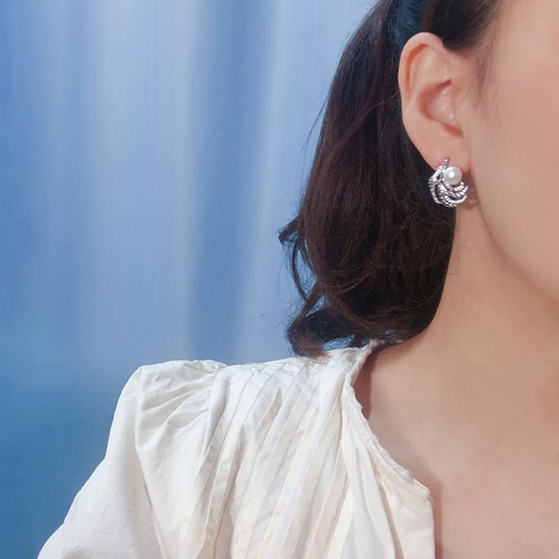 #AB072 Feather Pearl Earring