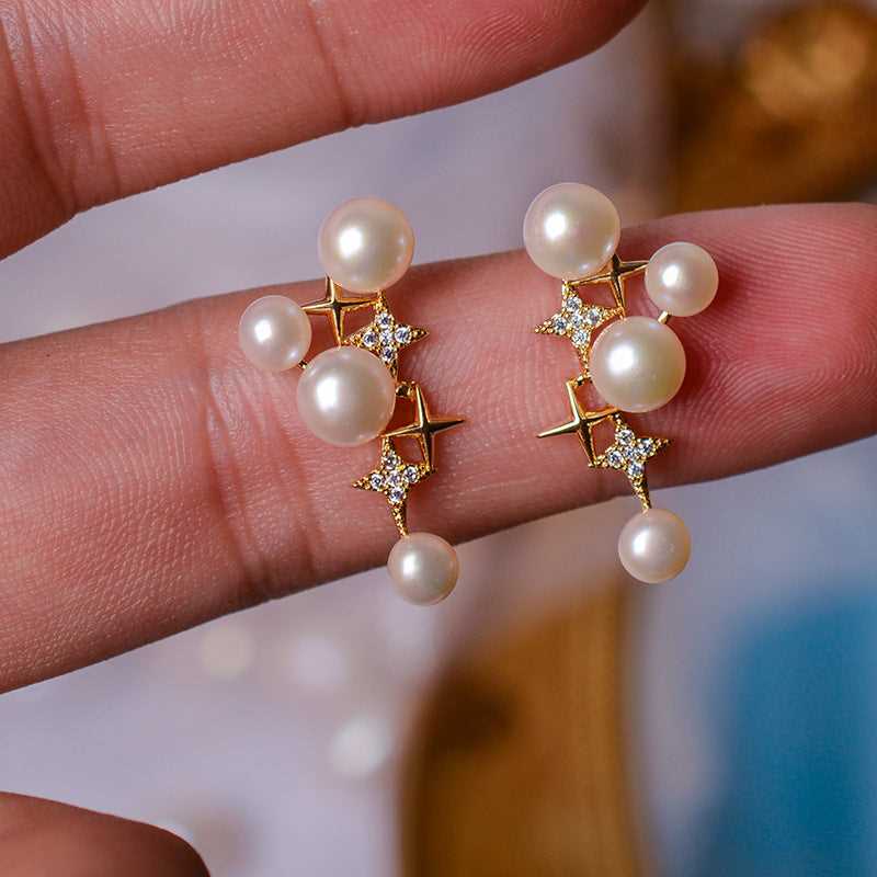 Asterisks Pearl Earring