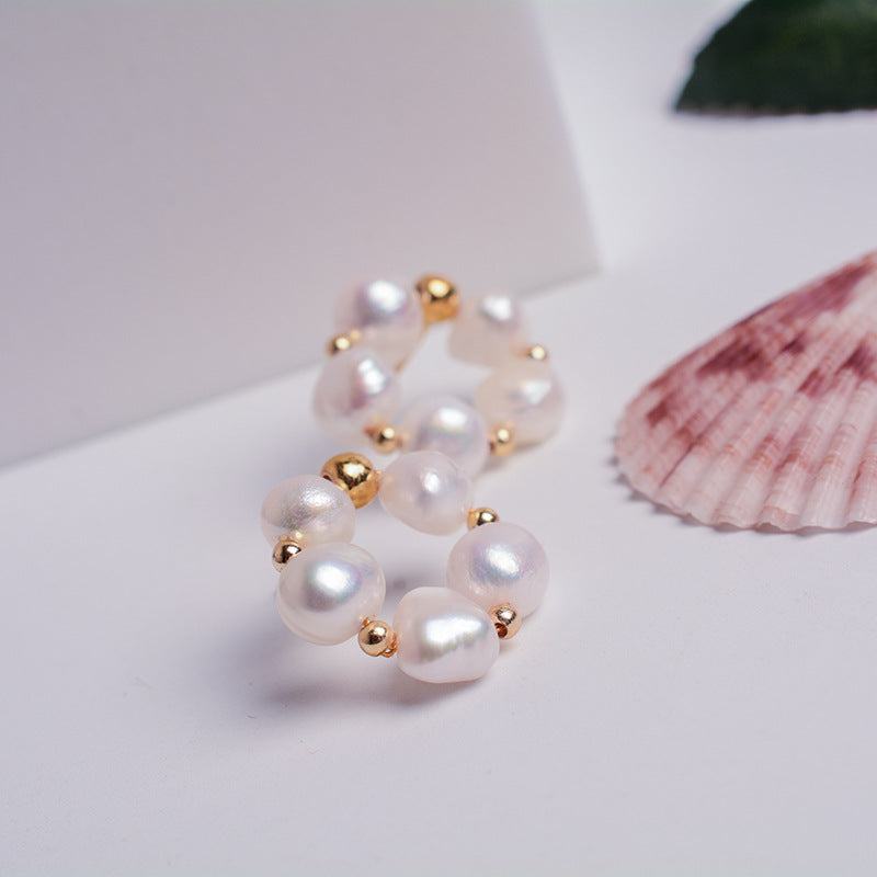 #AB126 Polygon Pearl Earring