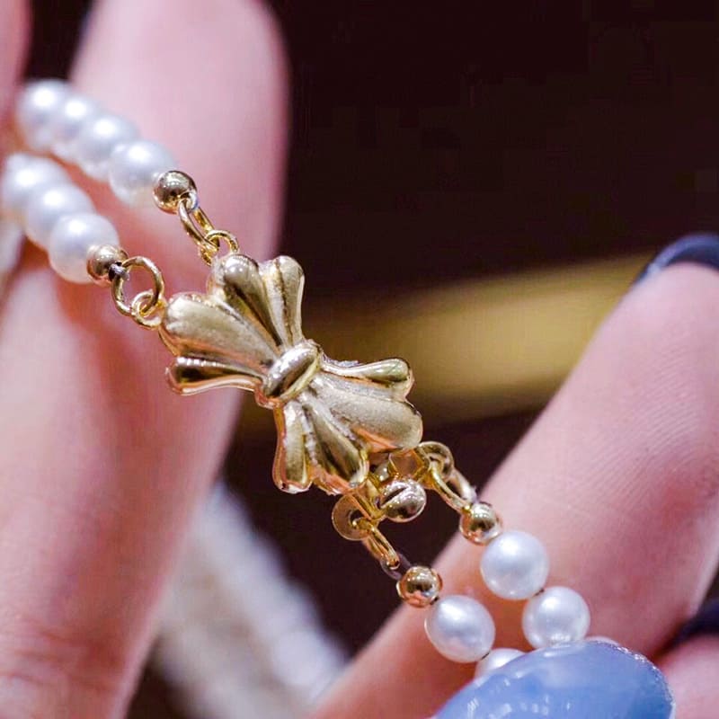 #AB068 Double-row Butterfly Pearl Bracelet