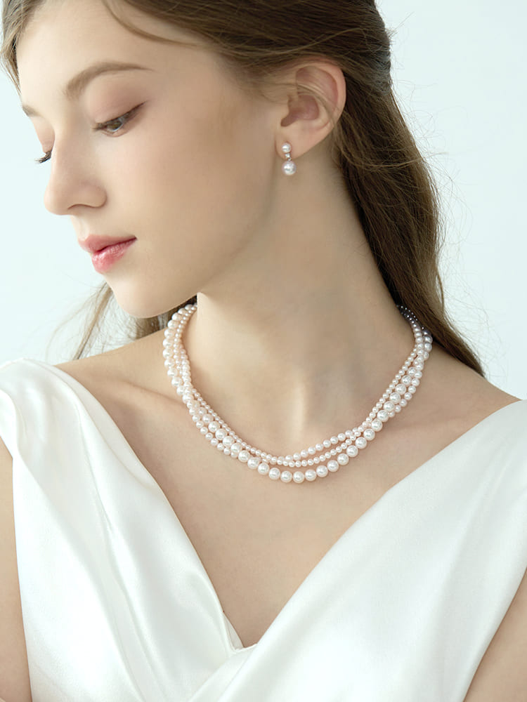 #AB089 Japanese Akoya White Pearl Necklace