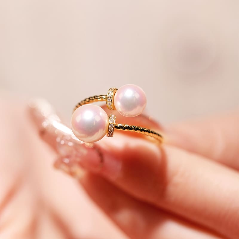 #AB032 Beads  Akoya White Pearl Rings