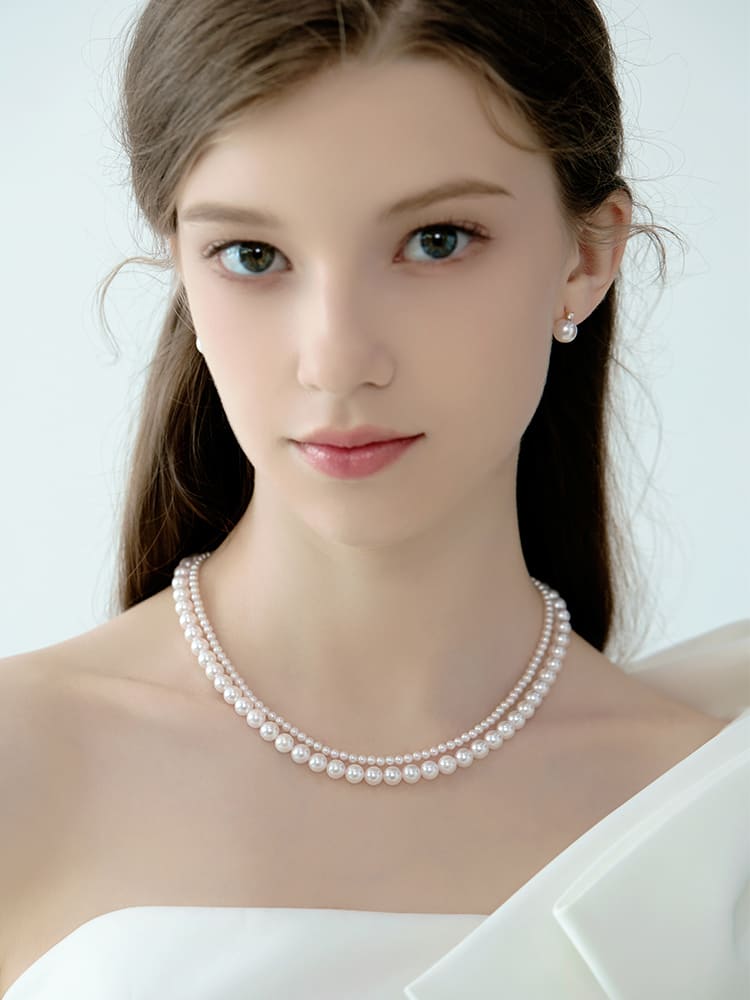 #AB089 Japanese Akoya White Pearl Necklace