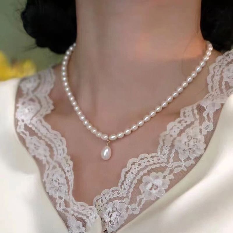 #AB157 Water Drops Pearl Necklace