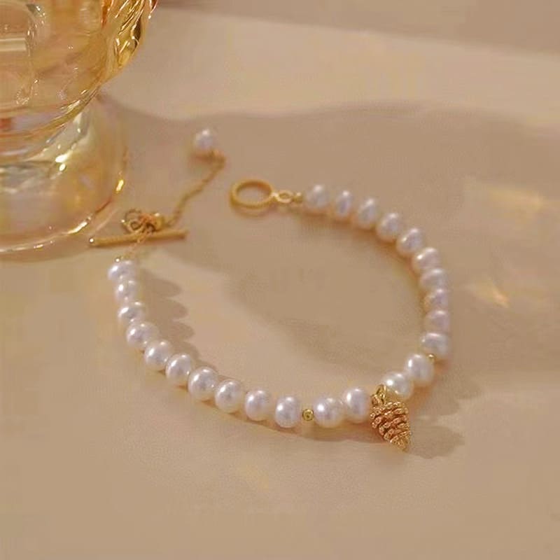 #AB124 Pinecone Pearl Bracelet