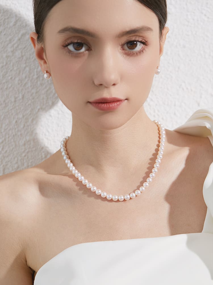 #AB160 White Pearl Necklace - AAA Quality