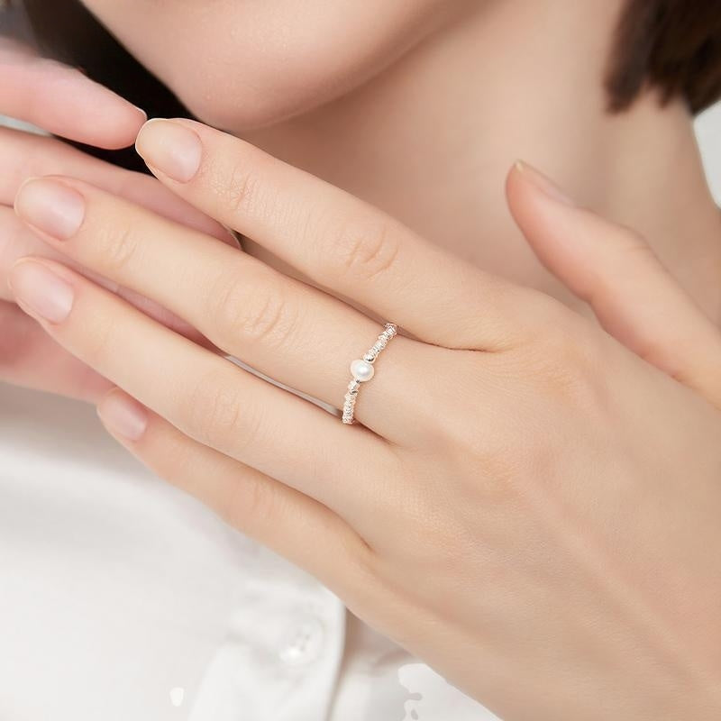 #AB136 Silver Pearl Ring