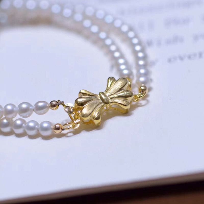 #AB068 Double-row Butterfly Pearl Bracelet