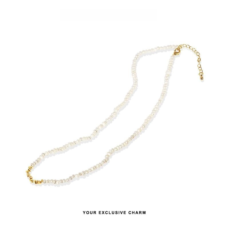 #AB082 Golden Silver Pearl Necklace