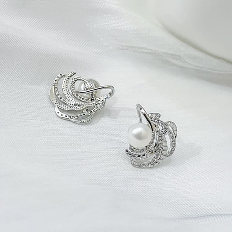 #AB072 Feather Pearl Earring