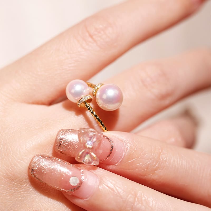 #AB032 Beads  Akoya White Pearl Rings