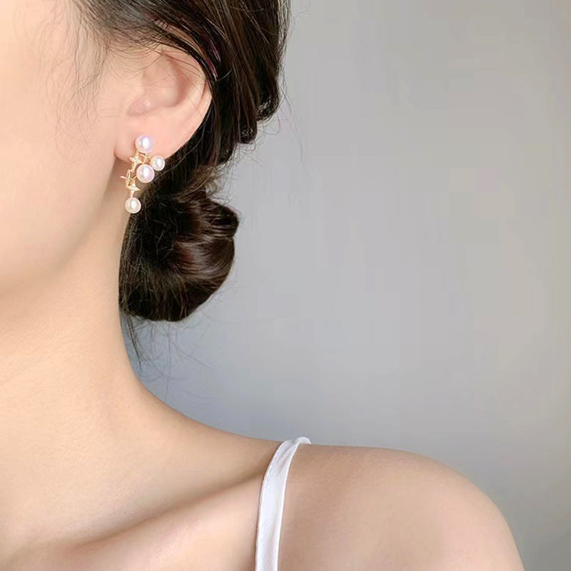 #AB027 Asterisks Pearl Earring