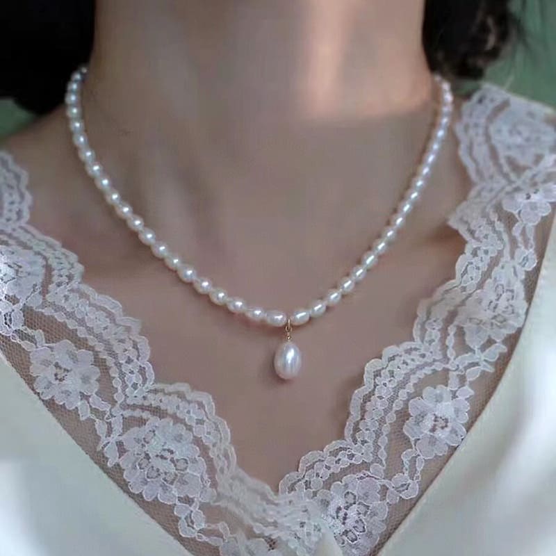 #AB157 Water Drops Pearl Necklace