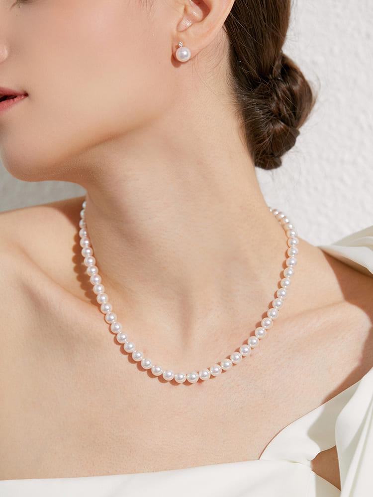 #AB160 White Pearl Necklace - AAA Quality