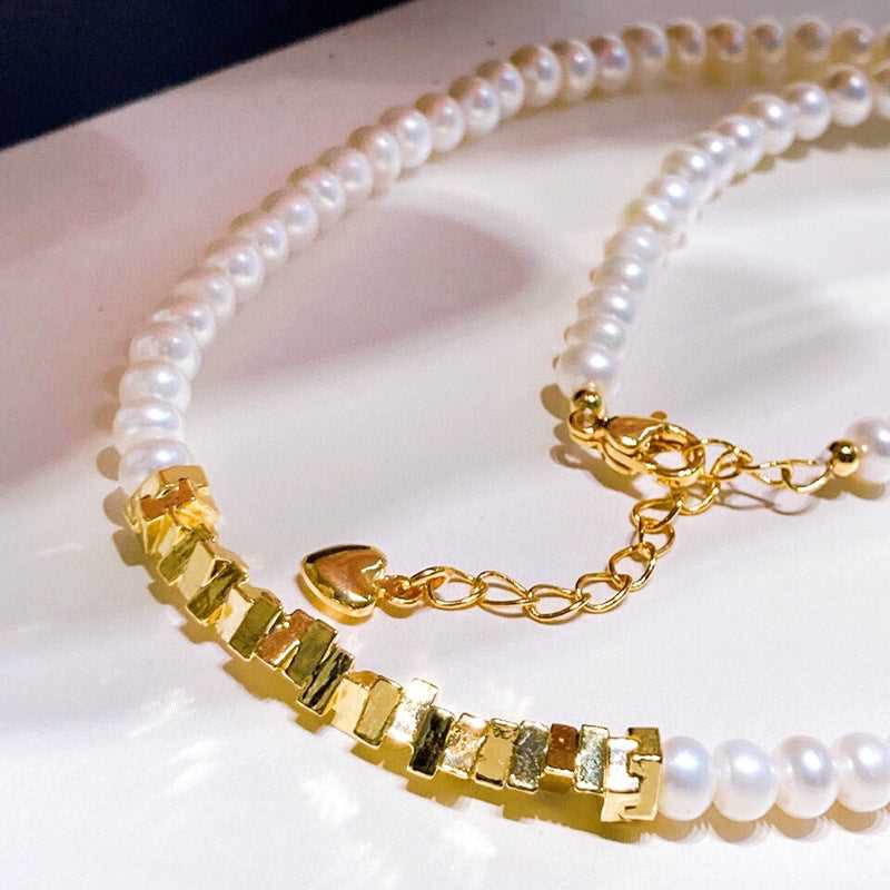 Crushed Gold Pearls Necklace