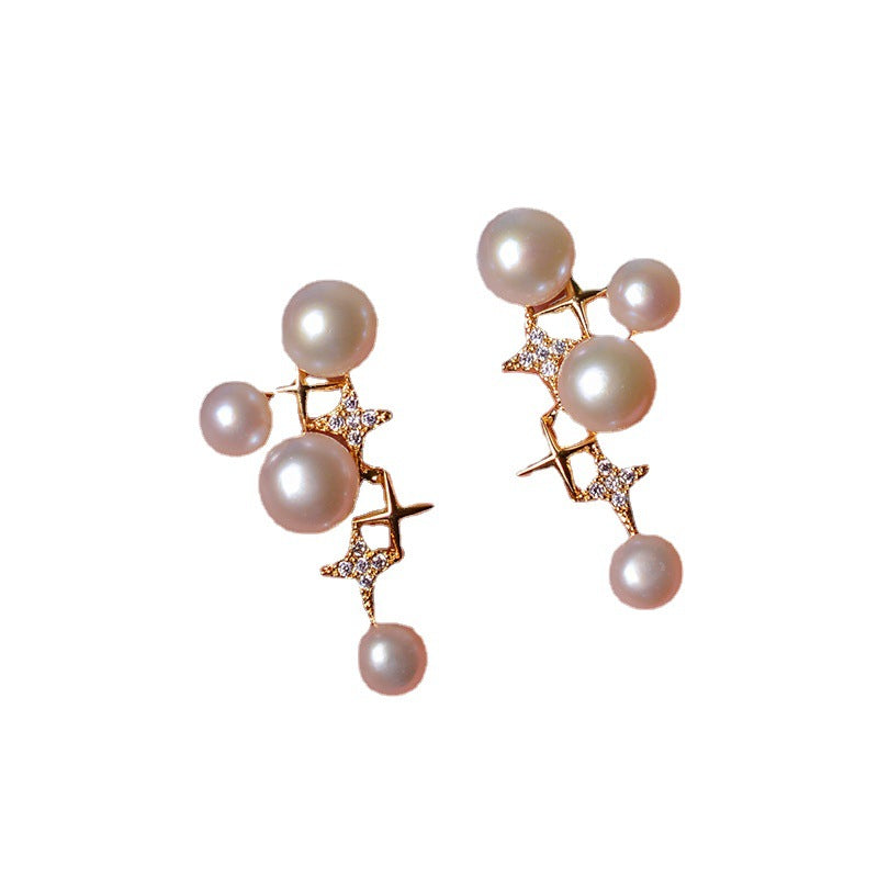 #AB027 Asterisks Pearl Earring