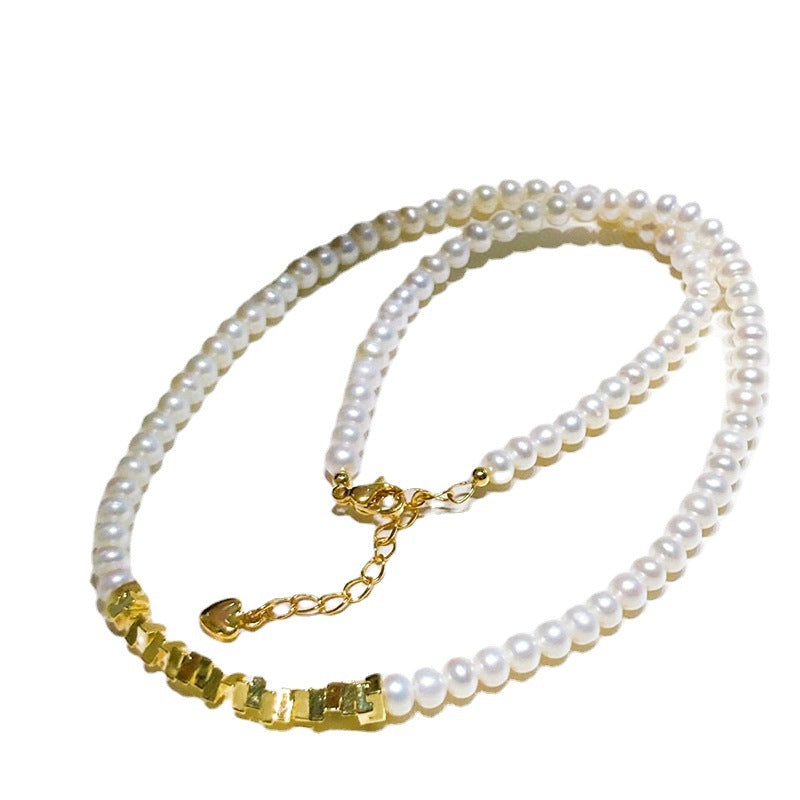 #AB059 Crushed Gold Pearls Necklace