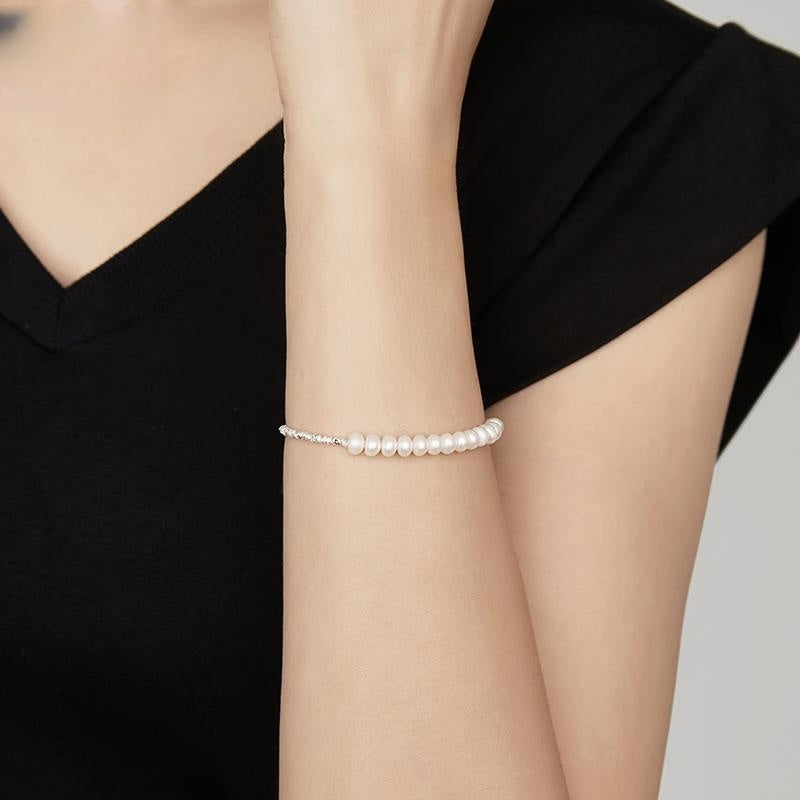 #AB135 Silver Pearl Bracelets