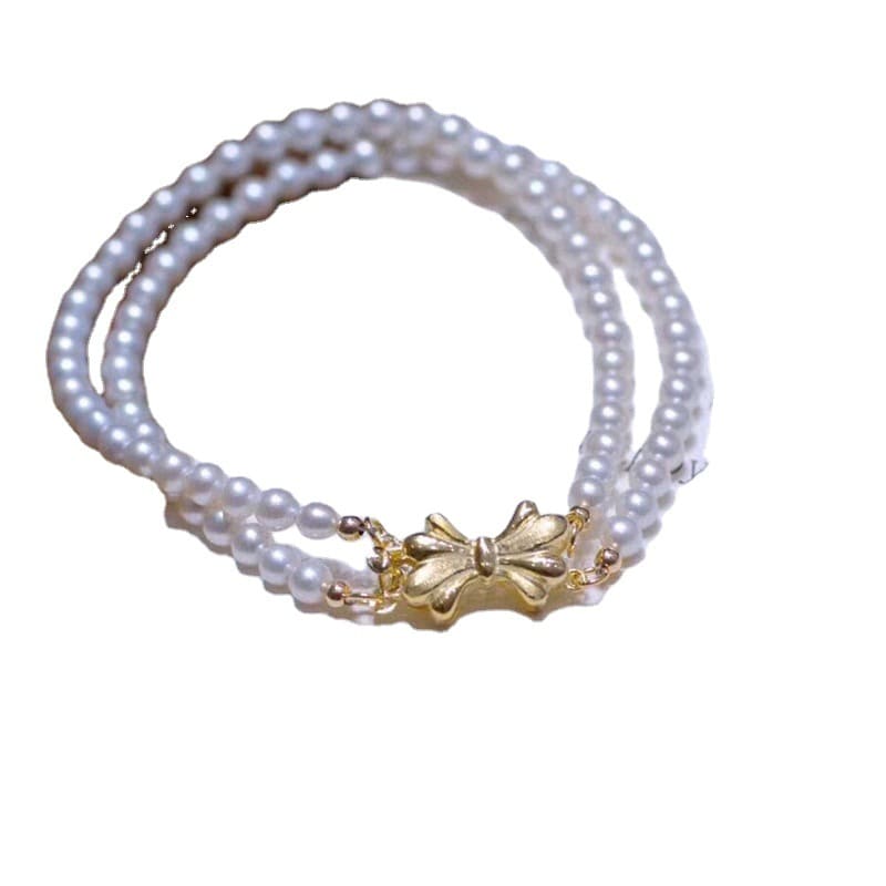 #AB068 Double-row Butterfly Pearl Bracelet