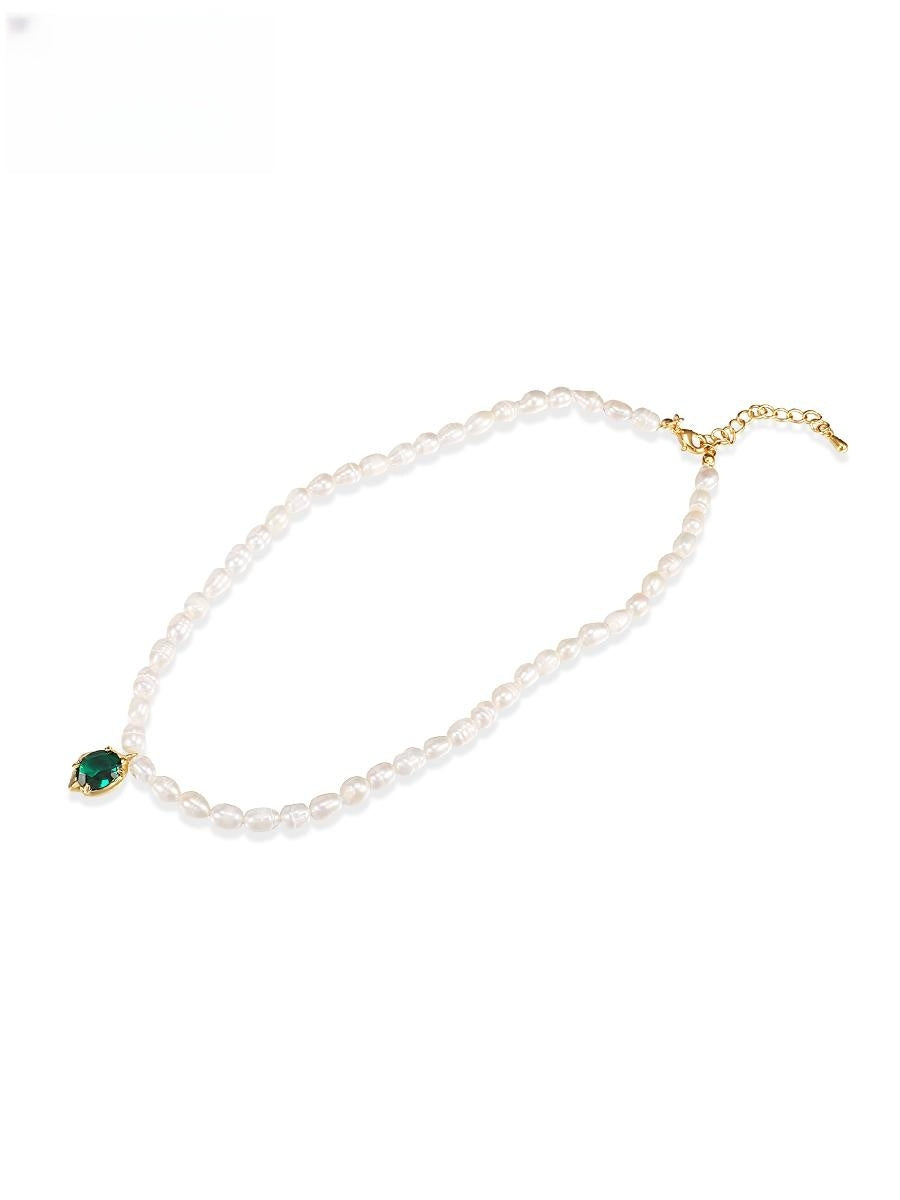 #AB071 Emerald Pearl Necklace