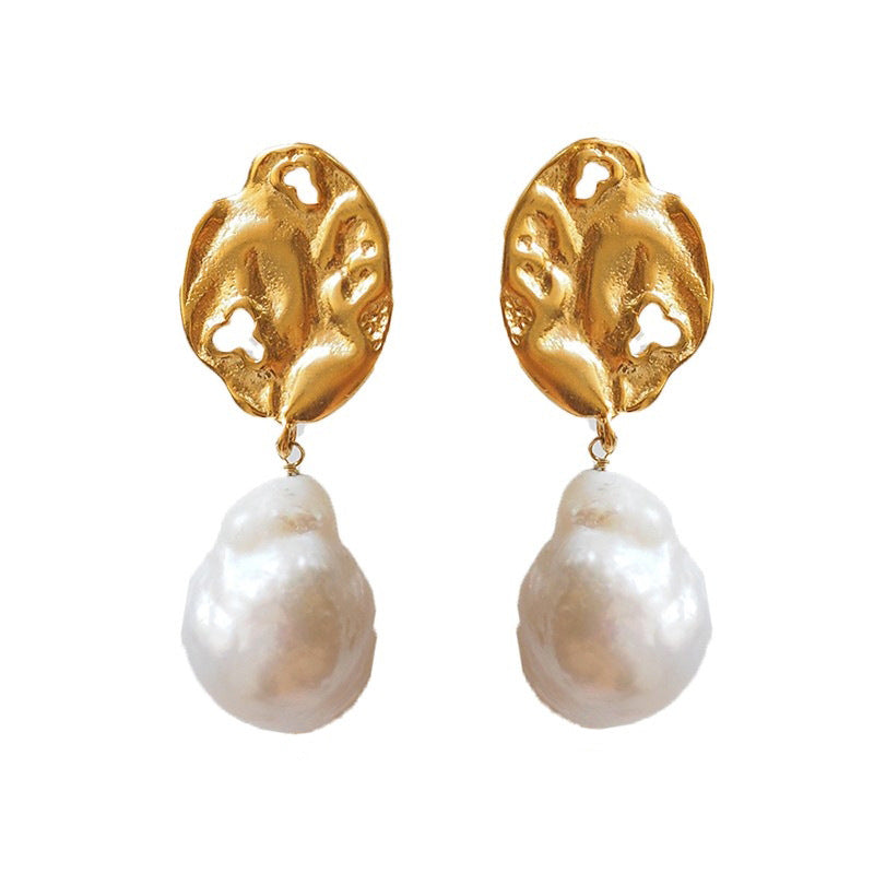 #AB090 Leaves Pearl Earring