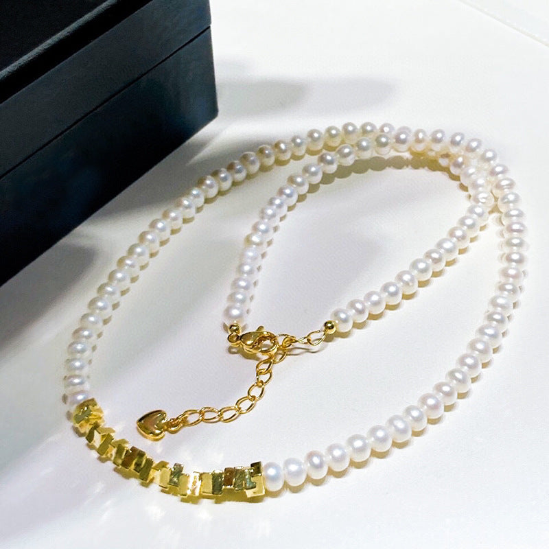 #AB059 Crushed Gold Pearls Necklace