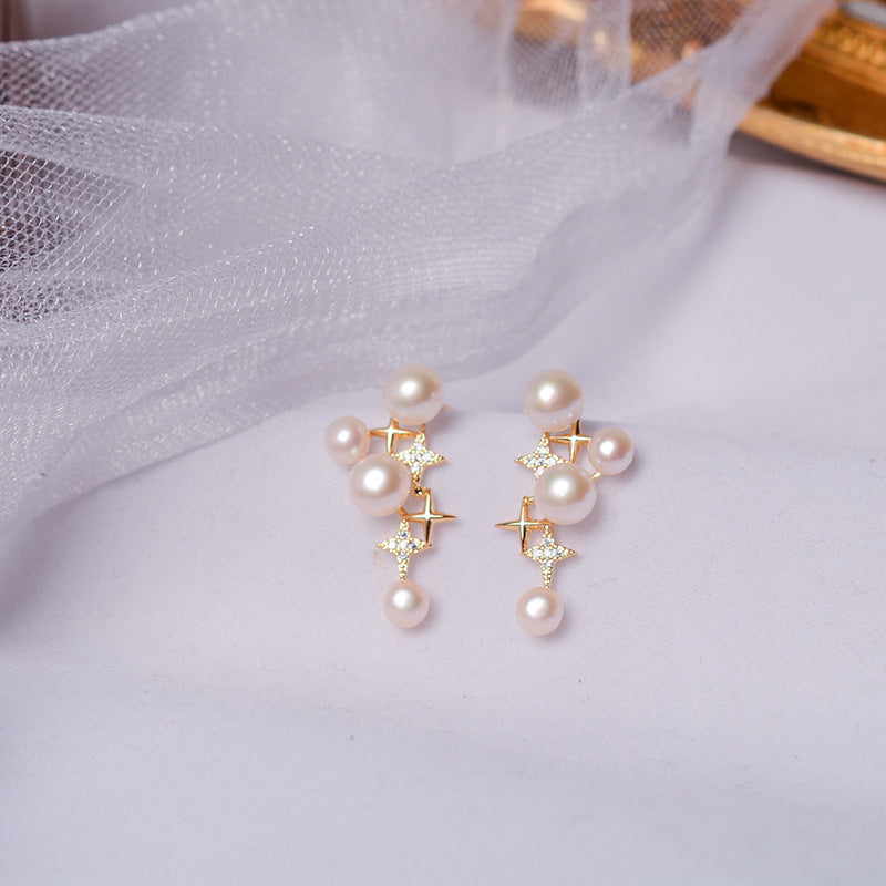 #AB027 Asterisks Pearl Earring