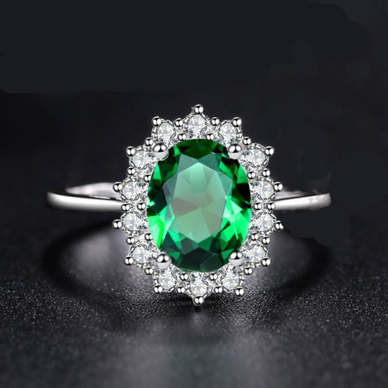 #AB170 Cultured High Carbon Emerald 7*9mm Ring