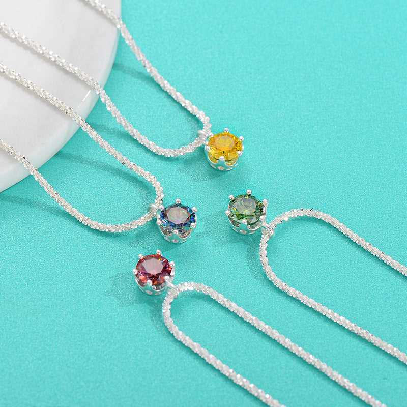 Moissanite Colorful Blue Moissanite S925 Necklace 1 Carat