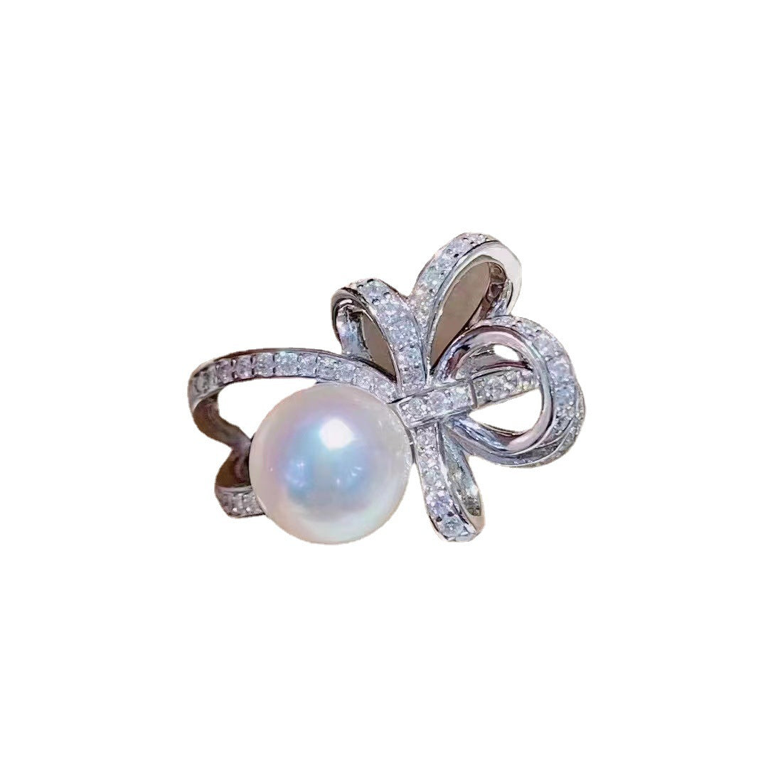 #AB193 S925 Sterling Silver Ring with Natural Freshwater Pearl 8-9MM