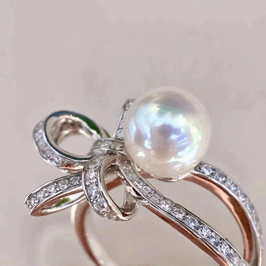 #AB193 S925 Sterling Silver Ring with Natural Freshwater Pearl 8-9MM