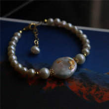 #AB189 Gold-Leaf Glitter Baroque Freshwater Pearl Bracelet