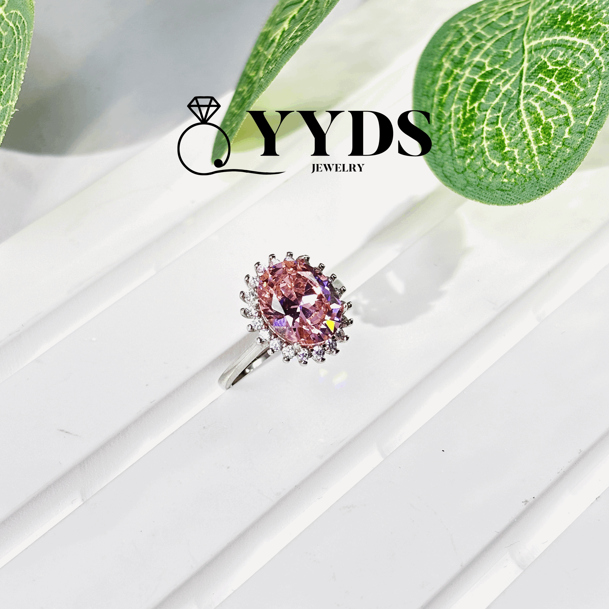 【#115】Cultured Pink Diamond 10*12mm Ring and Pendant