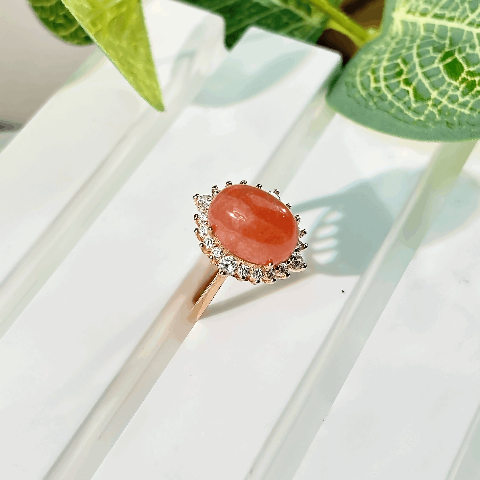 #124 Natural Rhodochrosite Ring