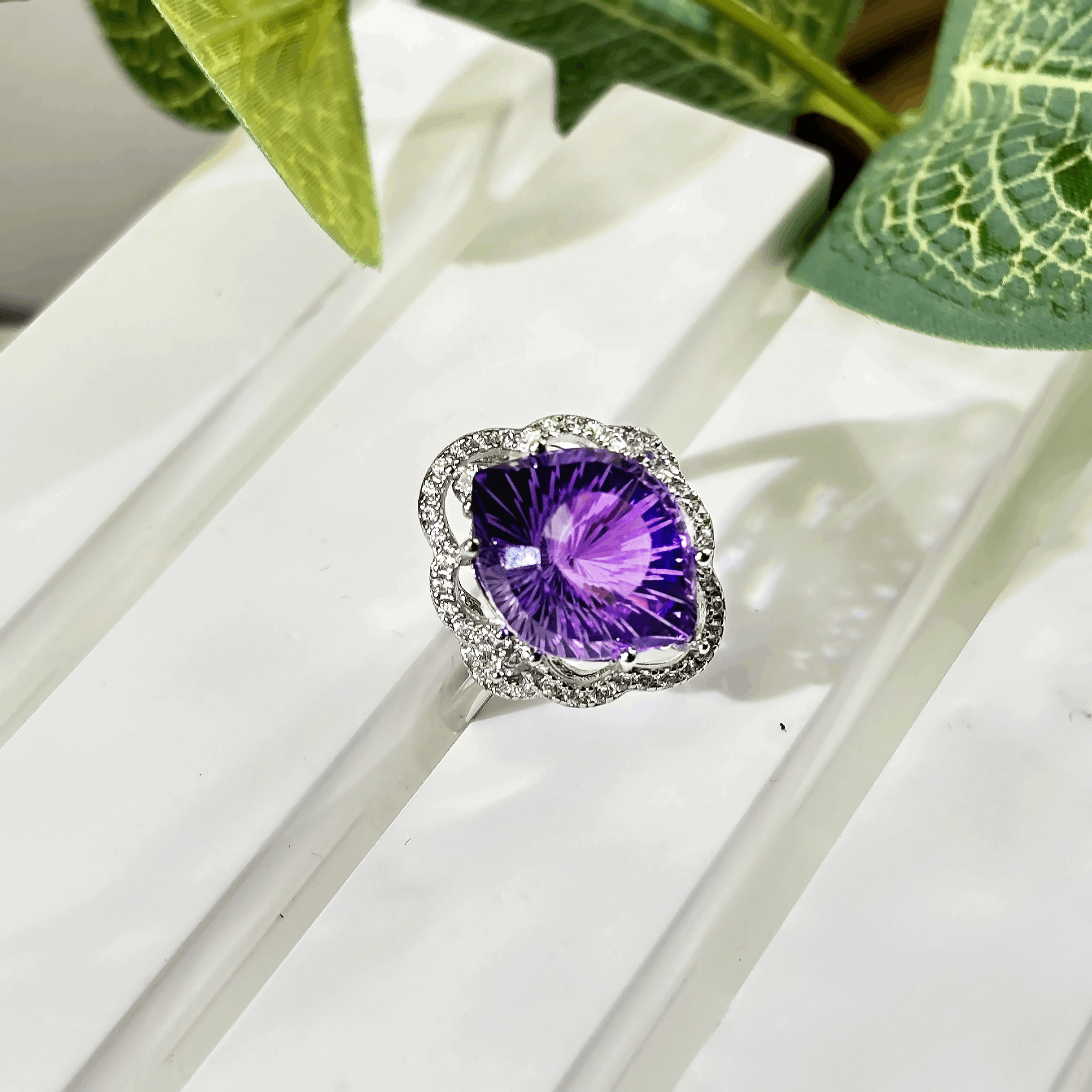 #130 Natural amethyst ring in silver