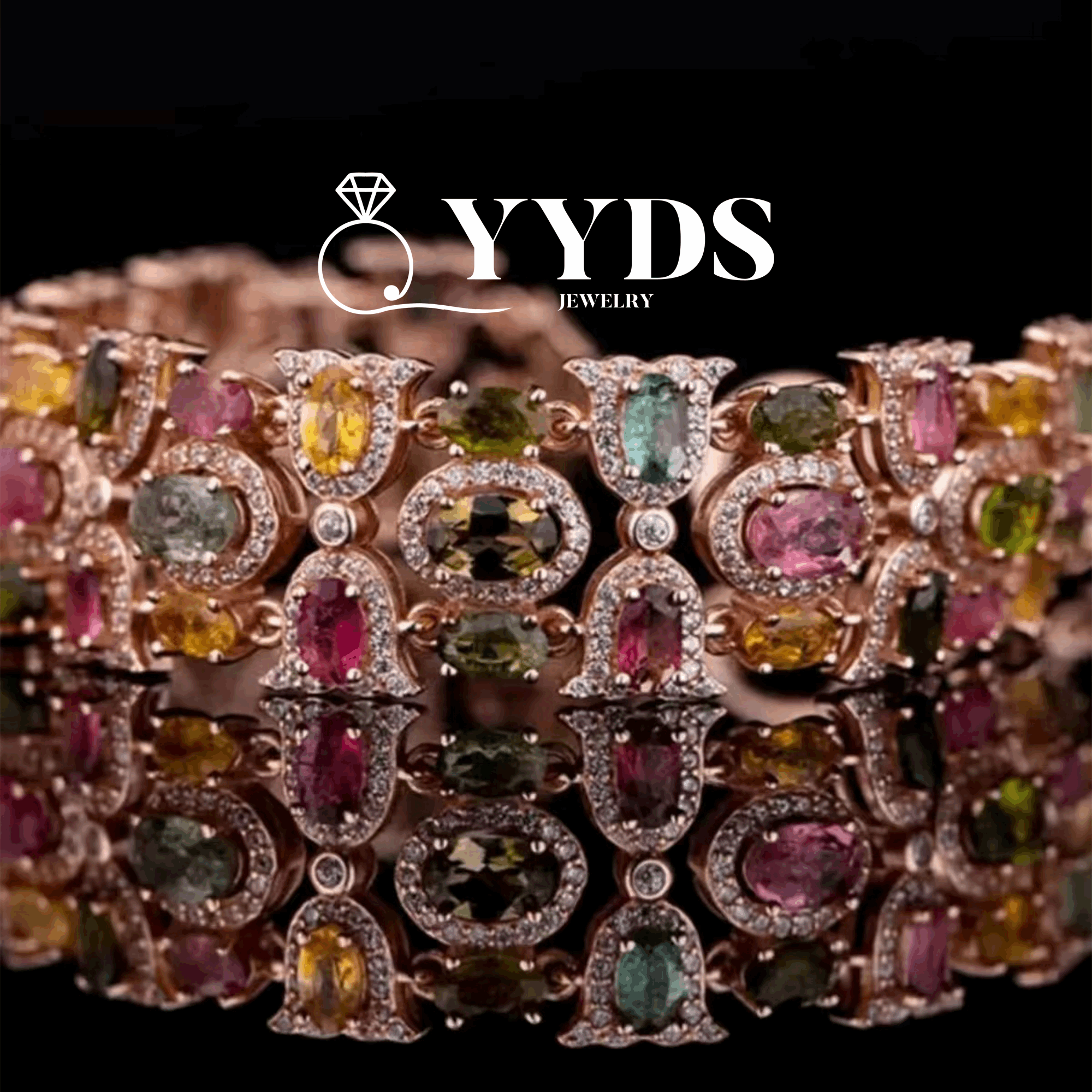 【#113】Natural Tourmaline Colorful Candy Colored Ring Bracelet