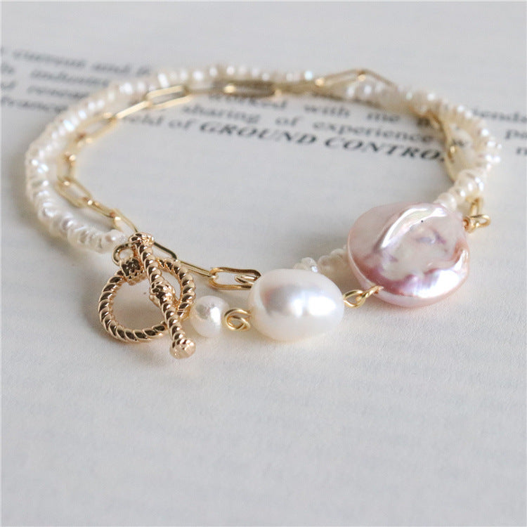 #AB179 Freshwater Baroque Pearl Bracelet 4mm 18K Gold