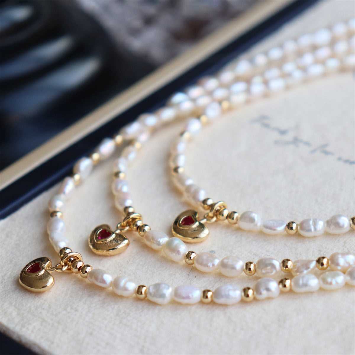 #AB192 Pearl and Ruby Pendant Necklace with 6mm Freshwater Pearl and 18K Gold