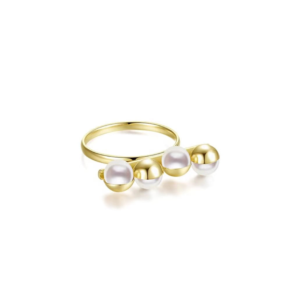 #AB029 Balance Akoya White Pearl Rings