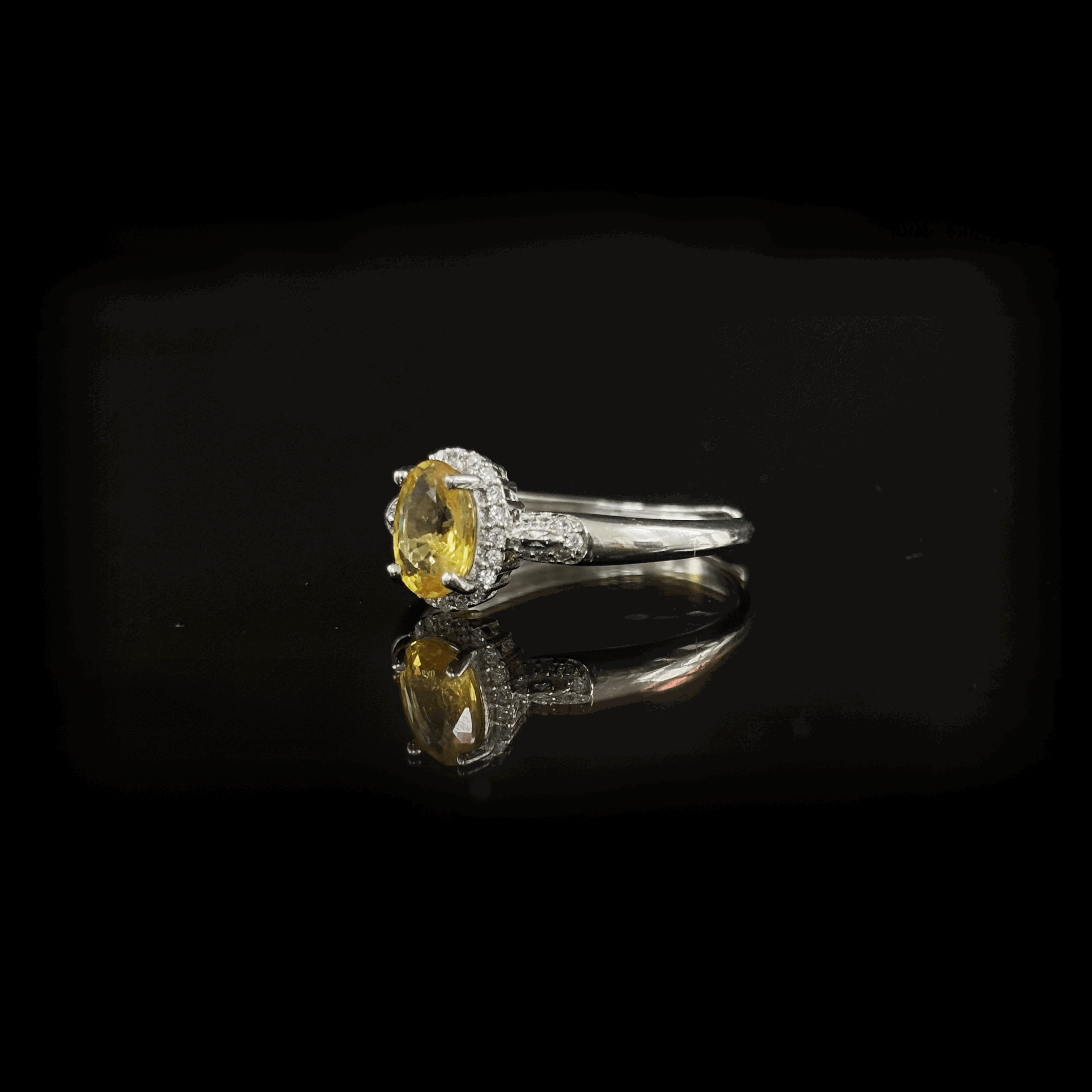 #AB003 Yellow Diamond Silver Ring