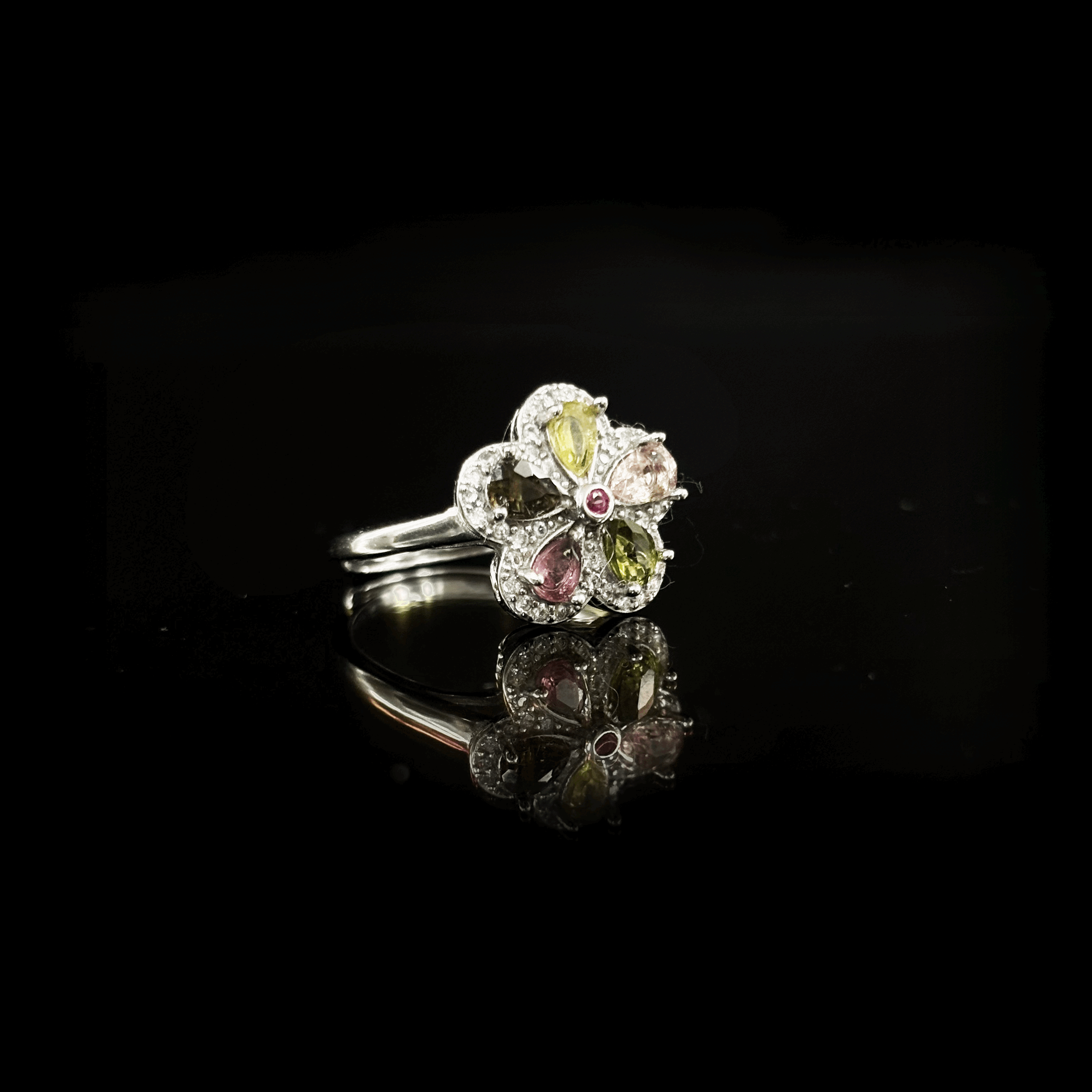 #211 Natural tourmaline ring in silver