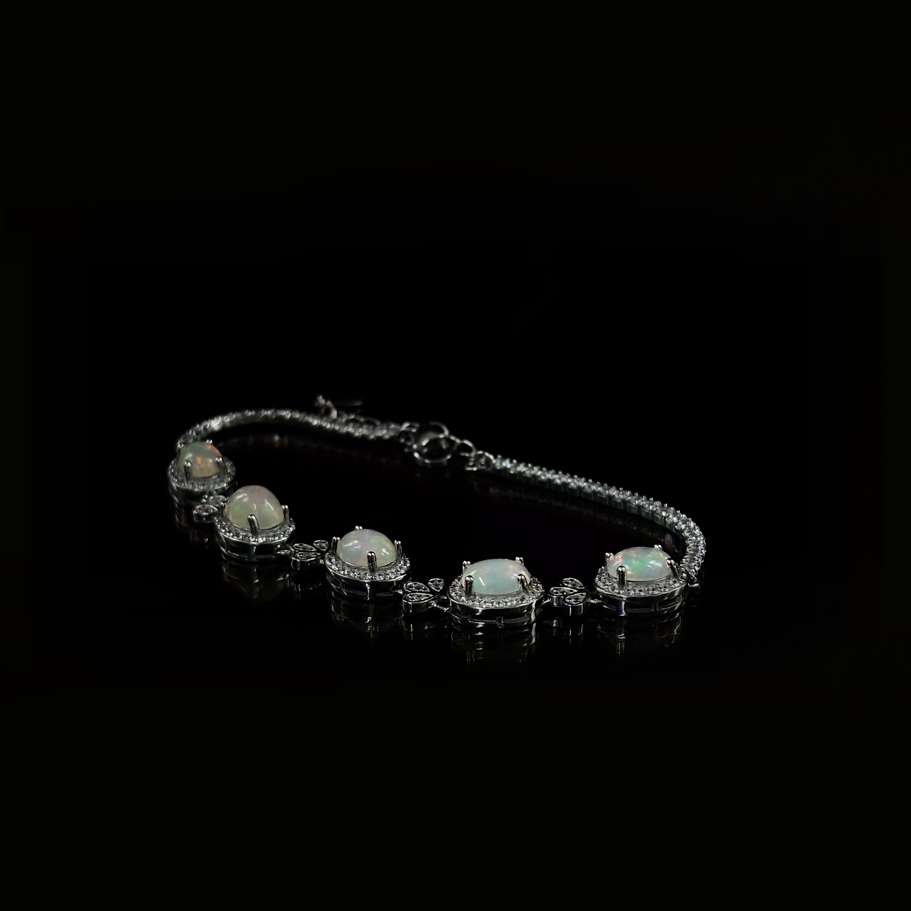 #AB014  925 silver Natural Opal Bracelet