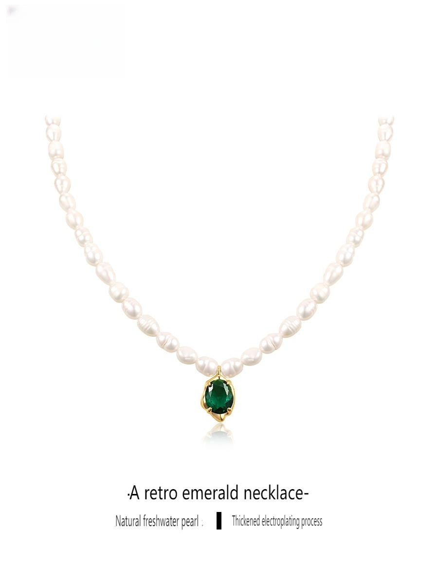 #AB071 Emerald Pearl Necklace