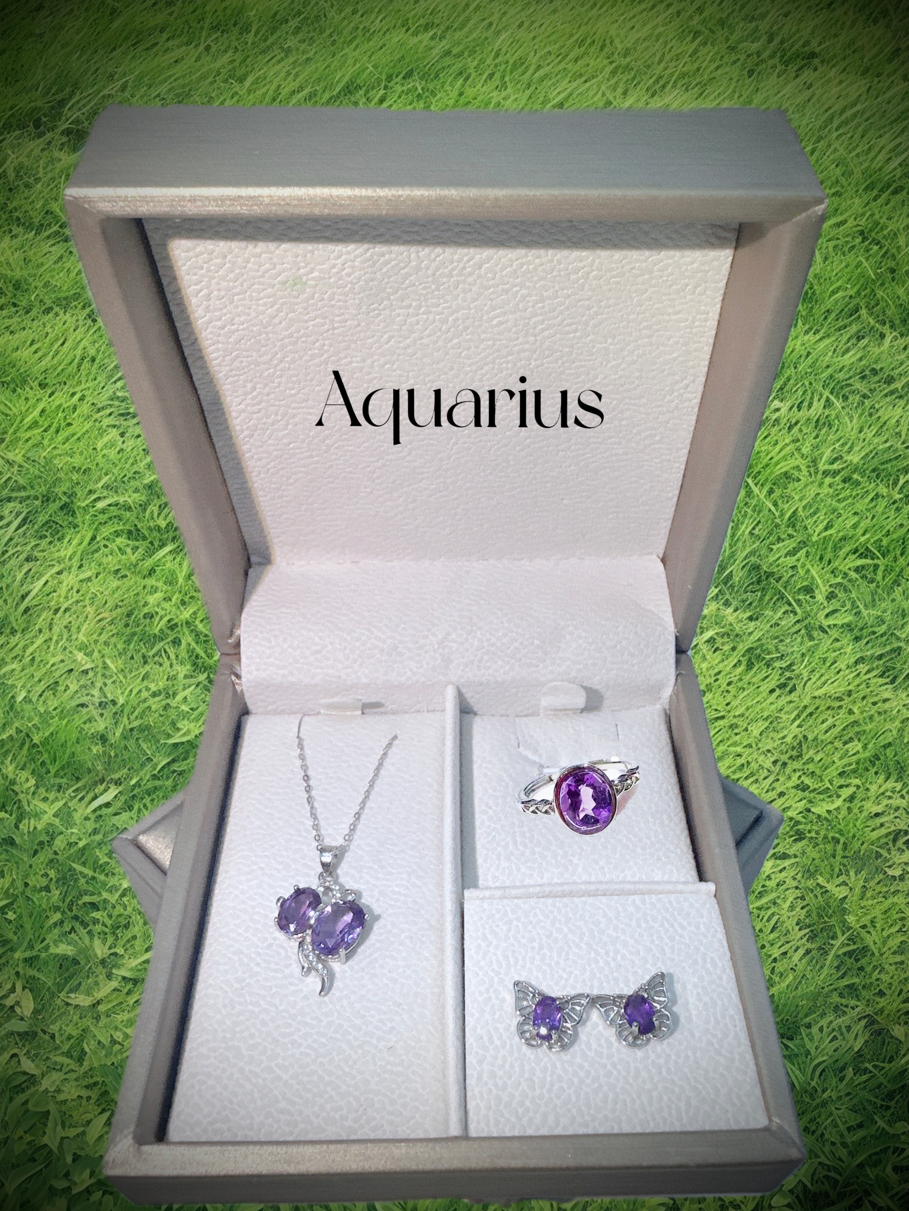 #AB025 Aquarius Lucky Stone Amethyst Set